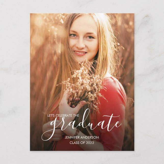 Chic Graduation Party Photo  Invitation Postcard (Front)