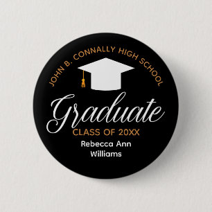 Chic Graduation Personalised 2023 Graduate Black 6 Cm Round Badge