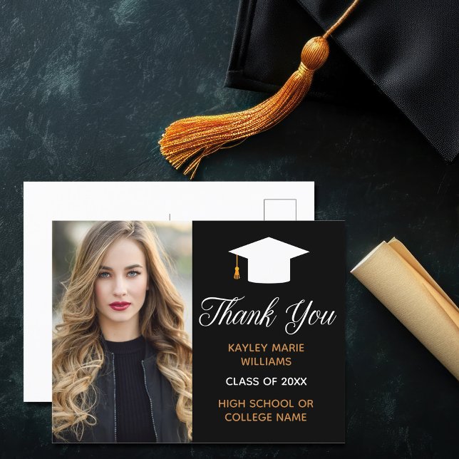 Chic Graduation Photo 2026 Graduate Thank You Postcard (Creator Uploaded)