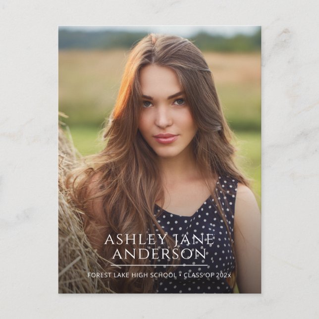 Chic Graduation Photo Announcement Postcard (Front)