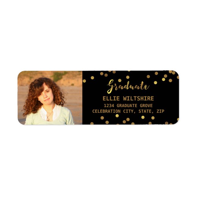 Chic Graduation Photo Faux Gold Foil Confetti (Front)