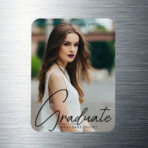 Chic Graduation Photo Handwritten Script Overlay Magnet