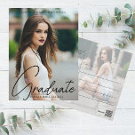 Chic Graduation Photo Handwritten Script Overlay Postcard<br><div class="desc">This chic graduation announcement postcard features sophisticated handwritten black script over a trendy full photo of your graduate. Customize this grad card with a 2nd high school, college, or university photograph on the back below your senior details. The back picture is overlaid with stylish sheer white for a modern look...</div>