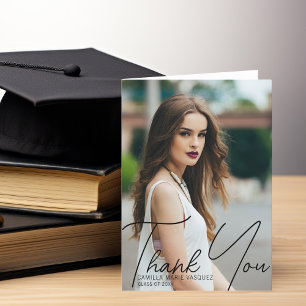 Chic Graduation Photo Trendy Personalised Thank You Card