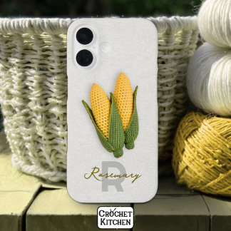 Chic Grandma's Garden Modern Crochet Corn Name iPhone 16 Case