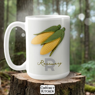 Chic Grandma's Garden Modern Crochet Corn Name Coffee Mug