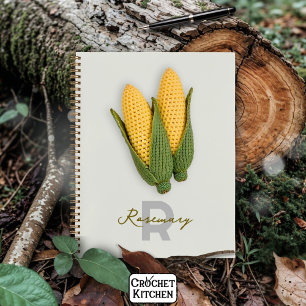 Chic Grandma's Garden Modern Crochet Corn Name Notebook