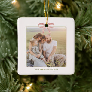 Chic Grandmillennial Coquette Christmas Ceramic Ornament
