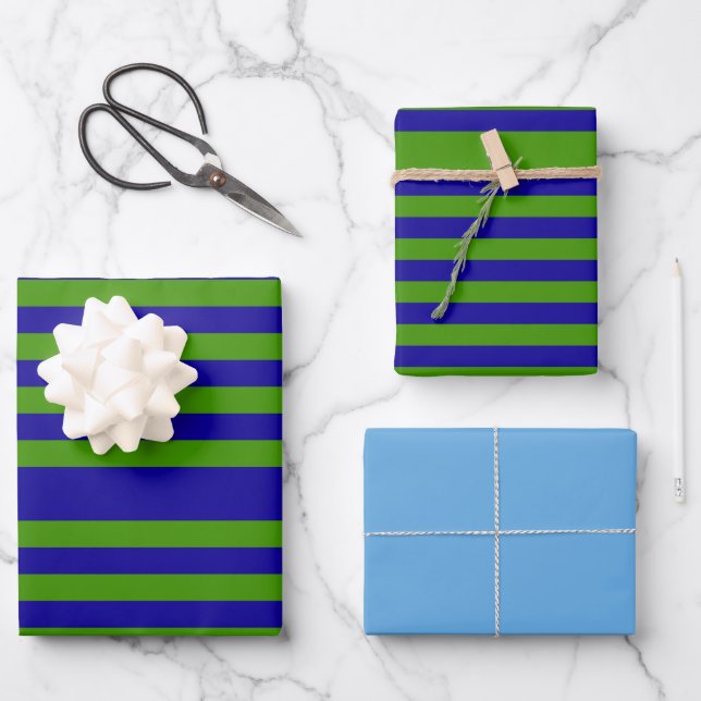 Chic Grass Green and Blue Hues Wrapping Paper (Front)