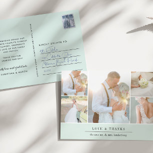 Chic Gratitude Wedding Photo Collage Thank You Postcard