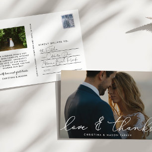 Chic Gratitude   Wedding Photo Thank You Postcard