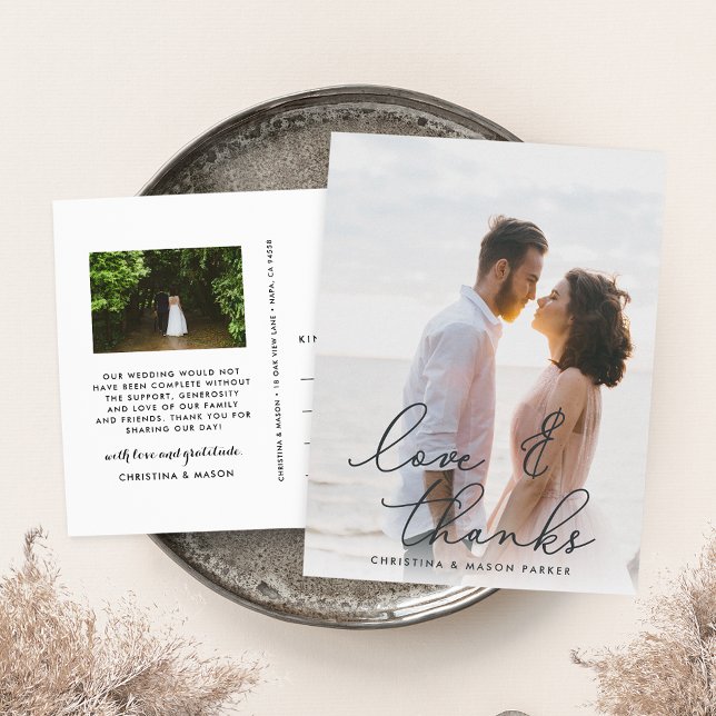 Chic Gratitude | Wedding Photo Thank You Postcard (Creator Uploaded)