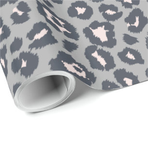 Chic Gray Leopard Print Pattern Wrapping Paper