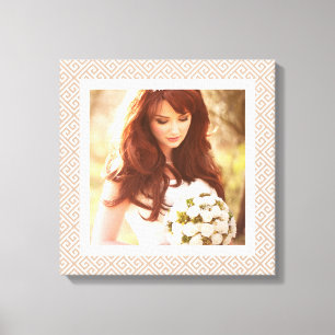 Chic Greek Key Custom Colour Family Photo Canvas Print