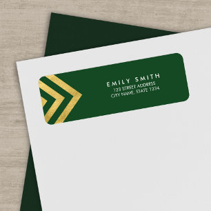 Chic Green and Faux Gold Geometric Address