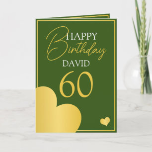 Chic Green and Gold Husband 60th Birthday Card