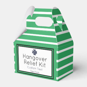 Chic Green and Navy Hangover Relief Kit Favour Bo Box