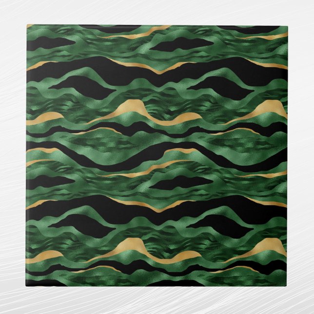 Chic Green Black Gold Animal Print Graphic Tile (Creator Uploaded)