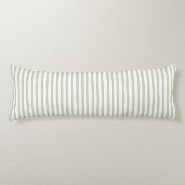 Chic Green Blue White Stripes Body Cushion (Front)