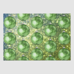 Chic Green Christmas Balls Glitter Sparkles Tissue Paper