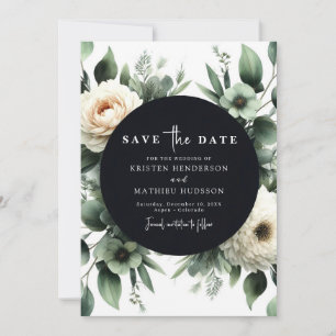 Chic Green Eucalyptus Digital Wedding Save The Date