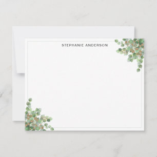 Chic Green Eucalyptus Gold Glitter Watercolor Card