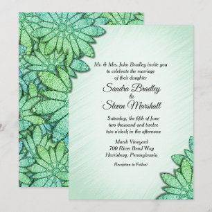 Chic Green Floral Wedding Invitation