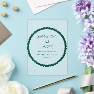 Chic Green Floral Wedding Invitation