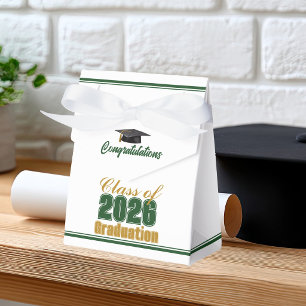 Chic Green Gold Class of 2026 Custom Graduation Favour Box