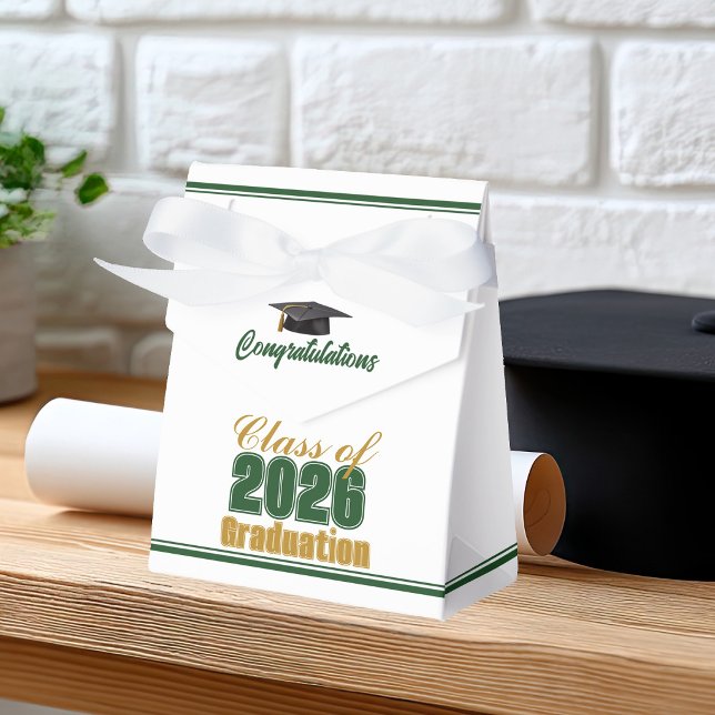 Chic Green Gold Class of 2026 Custom Graduation Favour Box (Creator Uploaded)