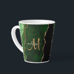Chic Green Gold Glitter Agate Custom Monogram Latte Mug<br><div class="desc">Have your morning coffee in style with this elegant custom monogram latte mug featuring a green agate background accented with rose gold glitter. Personalise your monogram in modern script and your name on top. A unique girly gift for any ocassion for that special girl in your life. Designed just for...</div>