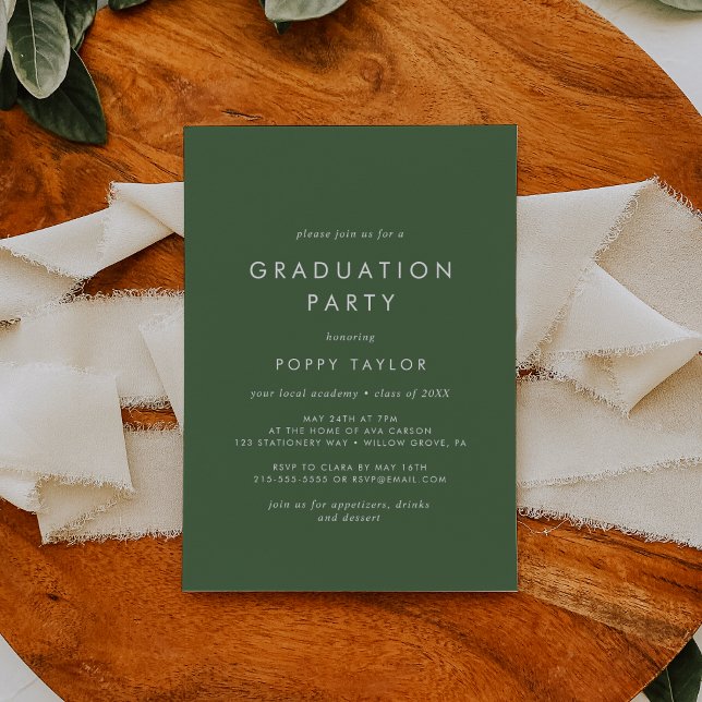Chic Green Graduation Party Invitation (Creator Uploaded)