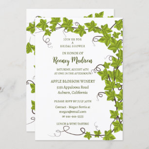 Chic Green Ivy Bridal Shower Invitation