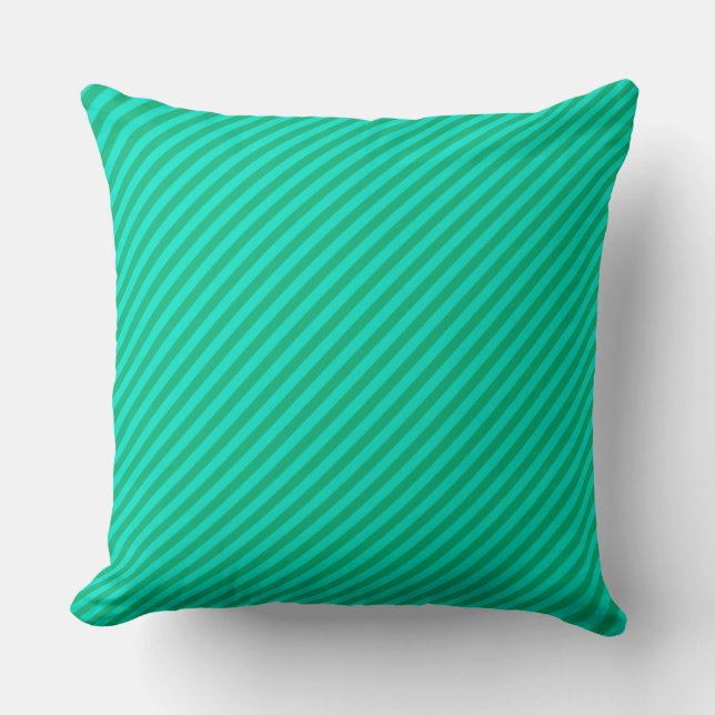 Chic Green & Mint Striped Aesthetic Pillow (Front)