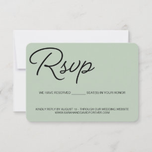 Chic Green Modern RSVP wedding reserved seat Card