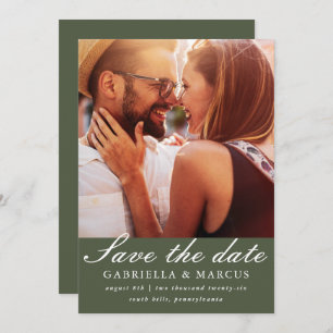 Chic Green Photo Wedding Save The Date
