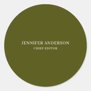 Chic Green Professional Modern Plain Minimalist Classic Round Sticker