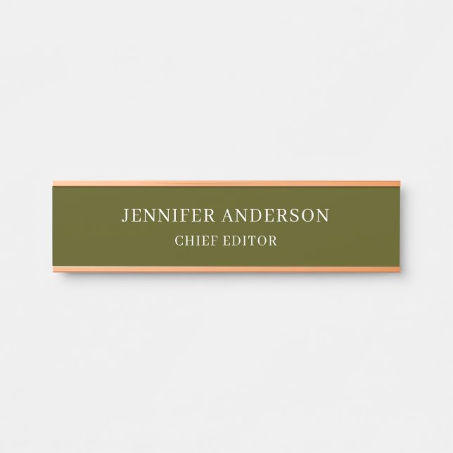 Chic Green Professional Modern Plain Minimalist Door Sign (Front)