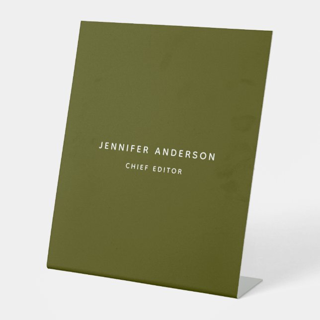 Chic Green Professional Modern Plain Minimalist Pedestal Sign (Front)