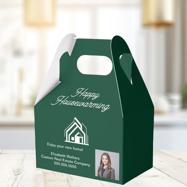 Chic Green Real Estate Agent Photo Housewarming Favour Box (Creator Uploaded)