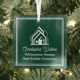 Chic Green Real Estate Company Custom Realtor Glass Tree Decoration
