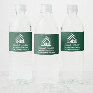 Chic Green Real Estate Company Custom Realtor Water Bottle Label