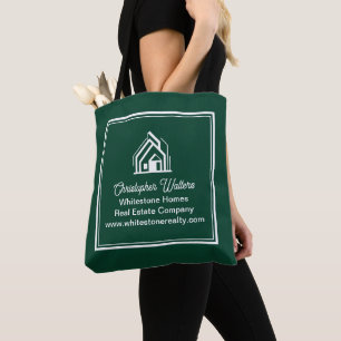 Chic Green Real Estate Company Customised Realtor Tote Bag