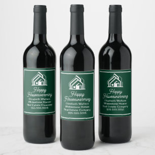 Chic Green Real Estate Company Customized Realtor Wine Label