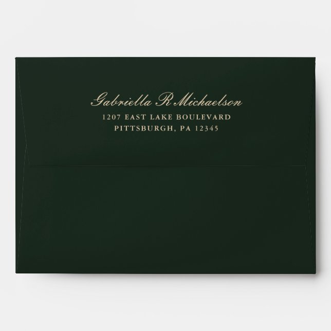 Chic Green Return Address Wedding Envelope (Back (Top Flap))