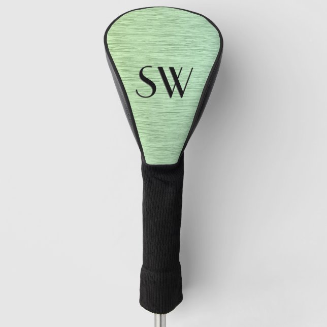 Chic Green Static Texture Monogram Golf Head Cover (Front)