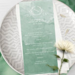 Chic Green Watercolor, Monogram Wedding Menu<br><div class="desc">Delight your guests with this beautiful green watercolor wedding menu, featuring elegant hand drawn botanical monogram with couples initials over exquisite watercolor wash background in a beautiful blend of green hues. Easy to fill in template with your details and menu and order your prints! Part of our "Green Watercolor Botanical...</div>