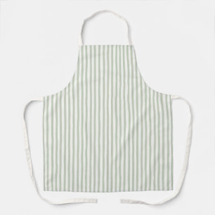 Chic Green White Stripes Apron