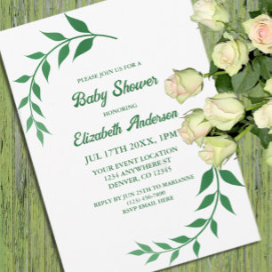 Chic Greenery Baby Shower Invitation