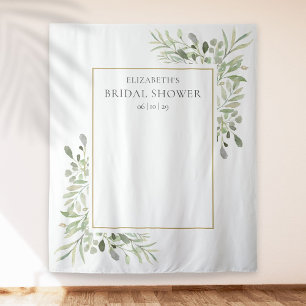 Chic Greenery Bridal Shower Photo Booth Backdrop Tapestry
